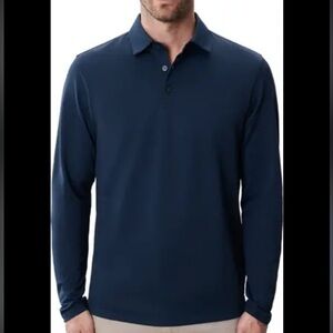 Robert Barakett Luciano Long Sleeve Twill Polo - Dark Caspian